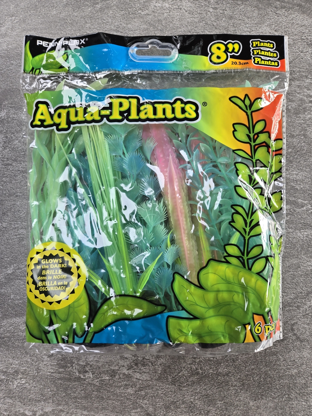 Penn Plax 8" Assorted Artificial Glow Aquarium Plants - 6 Pack